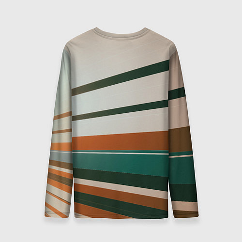 Мужской лонгслив Абстрактные зелёные и оранжевые линии / 3D-принт – фото 2