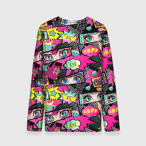 Мужской лонгслив Глаза аниме-девушки: cool pattern / 3D-принт – фото 2