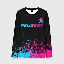 Мужской лонгслив Peugeot - neon gradient: символ сверху