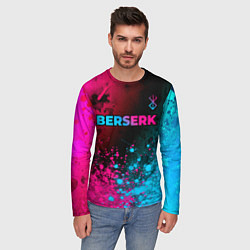 Лонгслив мужской Berserk - neon gradient: символ сверху, цвет: 3D-принт — фото 2