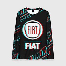 Лонгслив мужской Значок Fiat в стиле glitch на темном фоне, цвет: 3D-принт