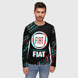 Лонгслив мужской Значок Fiat в стиле glitch на темном фоне, цвет: 3D-принт — фото 2