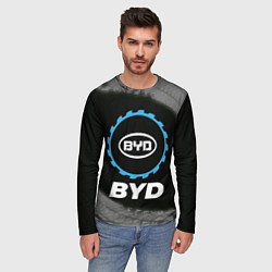 Лонгслив мужской BYD в стиле Top Gear со следами шин на фоне, цвет: 3D-принт — фото 2