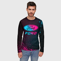 Лонгслив мужской Ford - neon gradient, цвет: 3D-принт — фото 2