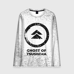 Мужской лонгслив Ghost of Tsushima с потертостями на светлом фоне