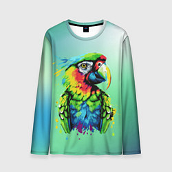 Лонгслив мужской Разноцветный попугай, цвет: 3D-принт
