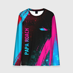 Мужской лонгслив Papa Roach - neon gradient: надпись, символ