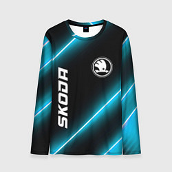 Лонгслив мужской Skoda неоновые лампы, цвет: 3D-принт