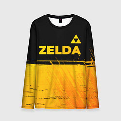 Лонгслив мужской Zelda - gold gradient: символ сверху, цвет: 3D-принт