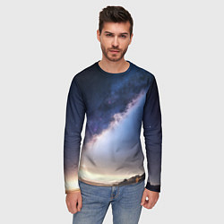 Лонгслив мужской Звёздное небо и горы, цвет: 3D-принт — фото 2