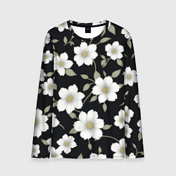 Мужской лонгслив Белые цветы крупным планом