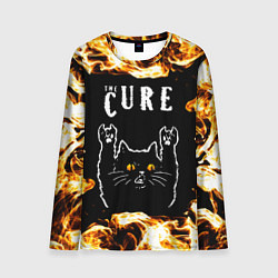 Лонгслив мужской The Cure рок кот и огонь, цвет: 3D-принт