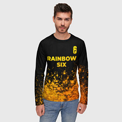 Лонгслив мужской Rainbow Six - gold gradient: символ сверху, цвет: 3D-принт — фото 2
