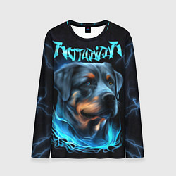Мужской лонгслив Rottweiler and lightnings
