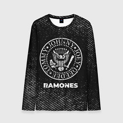Мужской лонгслив Ramones с потертостями на темном фоне
