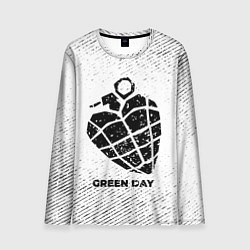 Мужской лонгслив Green Day с потертостями на светлом фоне