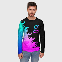 Лонгслив мужской Garbage неоновый огонь, цвет: 3D-принт — фото 2