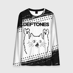 Мужской лонгслив Deftones рок кот на светлом фоне