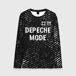 Лонгслив мужской Depeche Mode glitch на темном фоне: символ сверху, цвет: 3D-принт