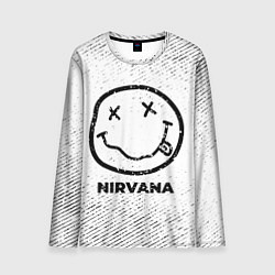 Мужской лонгслив Nirvana с потертостями на светлом фоне