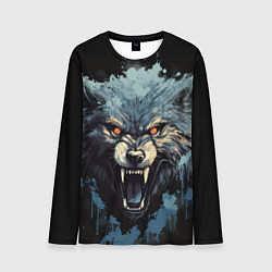 Мужской лонгслив Blue black wolf