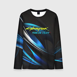 Мужской лонгслив Cyberpunk 2077 phantom liberty blue abstract