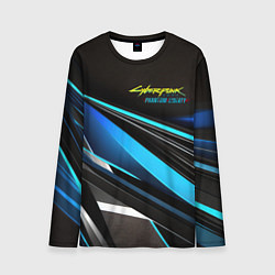 Лонгслив мужской Cyberpunk 2077 phantom liberty black blue abstract, цвет: 3D-принт