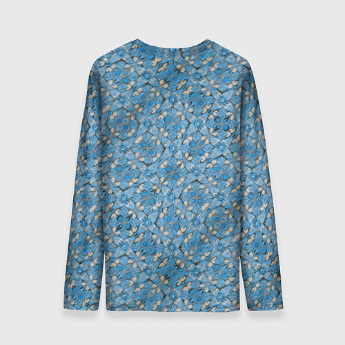 Мужской лонгслив Голубые незабудки текстура дерева / 3D-принт – фото 2