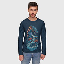 Лонгслив мужской Синий дракон от нейросети, цвет: 3D-принт — фото 2
