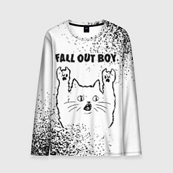 Лонгслив мужской Fall Out Boy рок кот на светлом фоне, цвет: 3D-принт