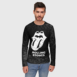 Лонгслив мужской Rolling Stones с потертостями на темном фоне, цвет: 3D-принт — фото 2
