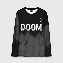 Лонгслив мужской Doom glitch на темном фоне: символ сверху, цвет: 3D-принт