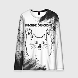 Мужской лонгслив Imagine Dragons рок кот на светлом фоне