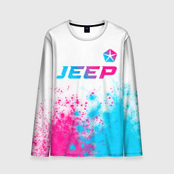 Лонгслив мужской Jeep neon gradient style: символ сверху, цвет: 3D-принт