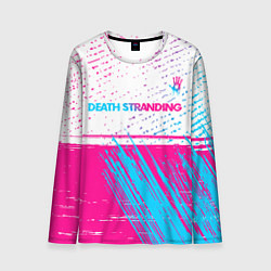 Лонгслив мужской Death Stranding neon gradient style: символ сверху, цвет: 3D-принт