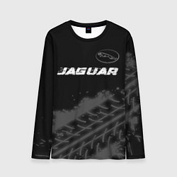 Мужской лонгслив Jaguar speed на темном фоне со следами шин: символ