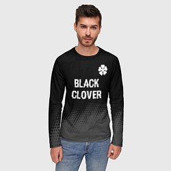 Лонгслив мужской Black Clover glitch на темном фоне: символ сверху, цвет: 3D-принт — фото 2
