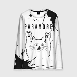 Лонгслив мужской Paramore рок кот на светлом фоне, цвет: 3D-принт
