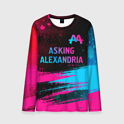 Мужской лонгслив Asking Alexandria - neon gradient: символ сверху