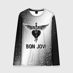 Лонгслив мужской Bon Jovi glitch на светлом фоне, цвет: 3D-принт