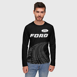 Лонгслив мужской Ford speed на темном фоне со следами шин: символ с, цвет: 3D-принт — фото 2
