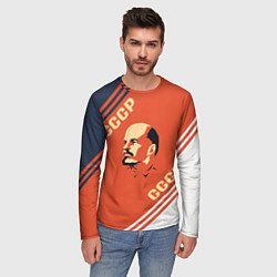 Лонгслив мужской Ленин на красном фоне, цвет: 3D-принт — фото 2