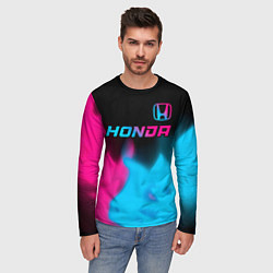 Лонгслив мужской Honda - neon gradient: символ сверху, цвет: 3D-принт — фото 2
