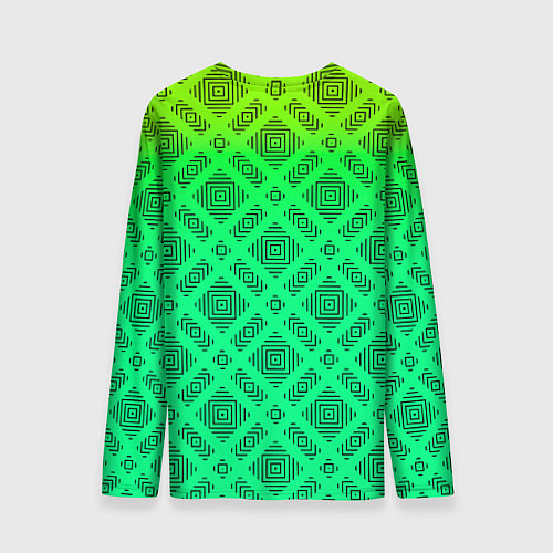 Мужской лонгслив Желто-зеленый градиентный фон с геометрическим узо / 3D-принт – фото 2
