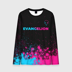 Лонгслив мужской Evangelion - neon gradient: символ сверху, цвет: 3D-принт