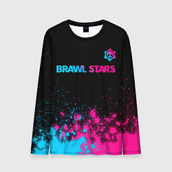 Лонгслив мужской Brawl Stars - neon gradient: символ сверху, цвет: 3D-принт