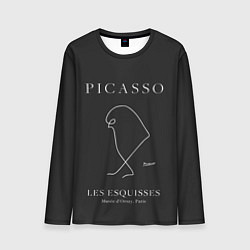 Лонгслив мужской Птица на черном - Пабло Пикассо, цвет: 3D-принт