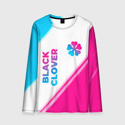 Мужской лонгслив Black Clover neon gradient style: надпись, символ