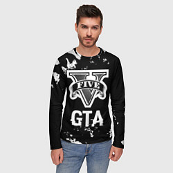 Лонгслив мужской GTA glitch на темном фоне, цвет: 3D-принт — фото 2