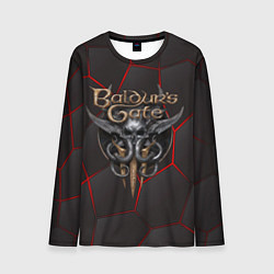 Мужской лонгслив Baldurs Gate 3 logo red black geometry